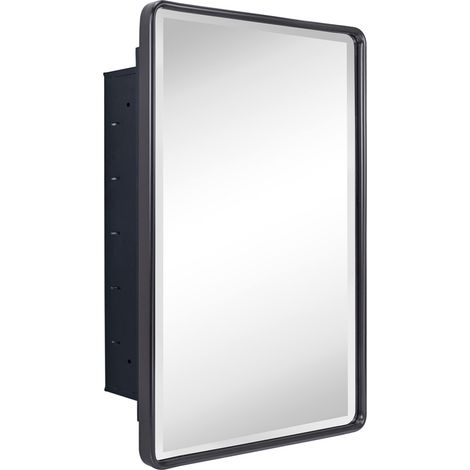 Armoire à Pharmacie de Salle de Bain encastrée en Bronze huilé avec Miroir Arrondi rectangulaire et Cadre en métal et Miroir biseauté 40,6 x 61 cm (1/5)