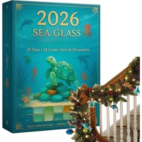Calendrier de l'Avent Noël en Verre de Mer Charm en Acrylique 2D Compte à Rebours des 24 Jours pour 2026 Pour Appartement Salon Fenêtre Mur Bureau Voiture Fête Adultes (1/5)