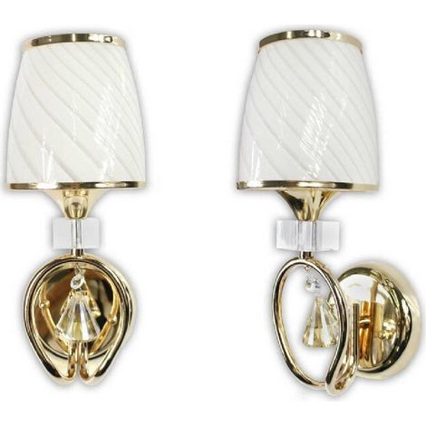 TRADE SHOP - Applique Parete Lumetto Muro Attacco E27 Oro Argento Abat Jour Lume In Vetro E18 - Oro (1/2)