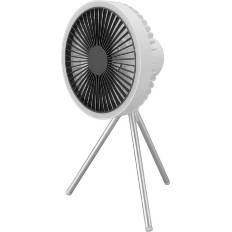 10.000 mAh Stativventilator, 3 Geschwindigkeitsstufen, einstellbarer Timer, tragbar, mit eingebautem Licht für Camping und Outdoor-Aktivitäten (weiß). (1/5)