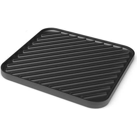 Sous-verre isolant en silicone avec motif ondulé et tapis de drainage d'eau, noir