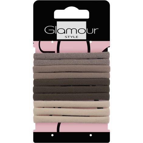 Gomas para el cabello Inter-Vion Glamour de grosor medio, mezcla de tonos marrones, 10 unidades. (1/3)