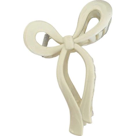 Pince à cheveux en forme de nœud papillon, couleur bonbon, style requin, antidérapante, en plastique, pour femmes.-Beige (1/5)