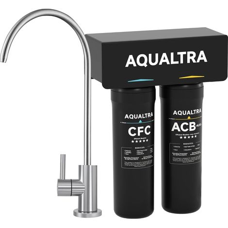 Système sous évier alcalin avec robinet, 75700L, réduit PFOA, PFOS, chlore, plomb, mercure, chloramine, fluorure, microplastiques, mauvais goût (1/5)