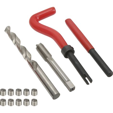 Kit de Réparation de Filetage 15 Pièces M10x1,0x13,5mm, Foret et Taraud en Métal, Inserts Filetés avec Outil de Montage pour Vis (1/5)