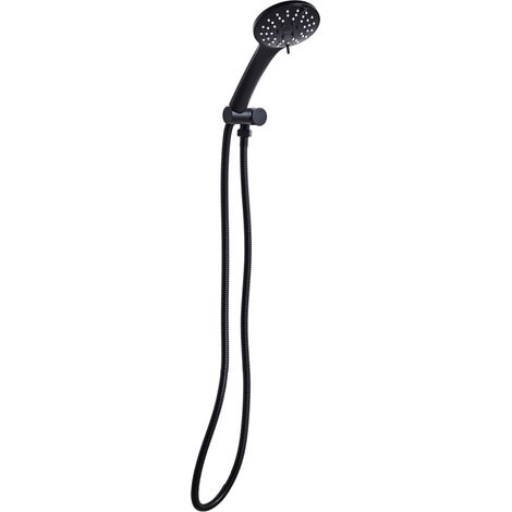Pomme de Douche Moderne Classique en Métal avec Tuyau 4 Modes Noire Churun (1/5)