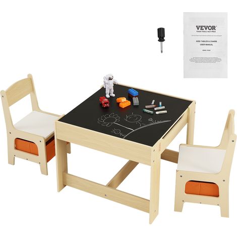 Ensemble table enfant avec 2 chaises, plateau double face et rangement, pour jouer lire manger en chambre (1/5)