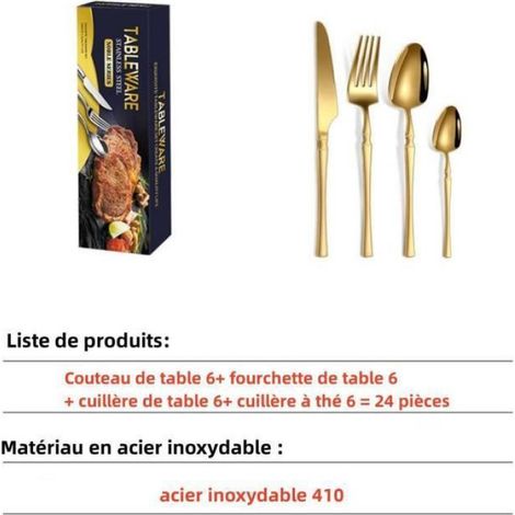 Couverts De Table - Acier Inoxydable - Pour 6 Personnes - Jaune - 24 Pièces (1/4)