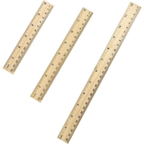Règle en bois 3 parties, droite, de mesure et dessin, outil pour (1/5)
