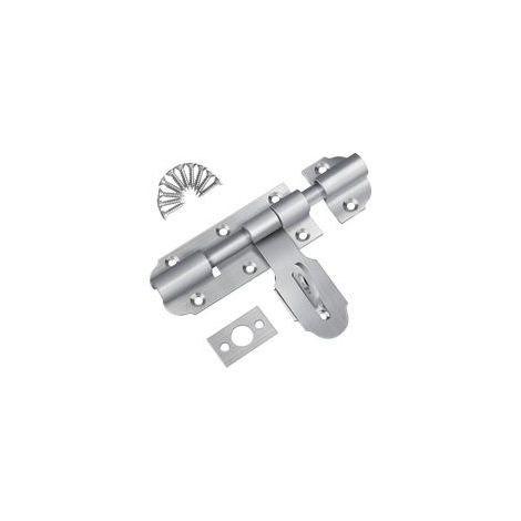 BRAVIX Catenaccio per porta esterna con lucchetto, chiusura per porta scorrevole in acciaio inox da 135 mm, piccola chiusura con viti per magazzino, garage, fienile, cancello, porta da cortile.