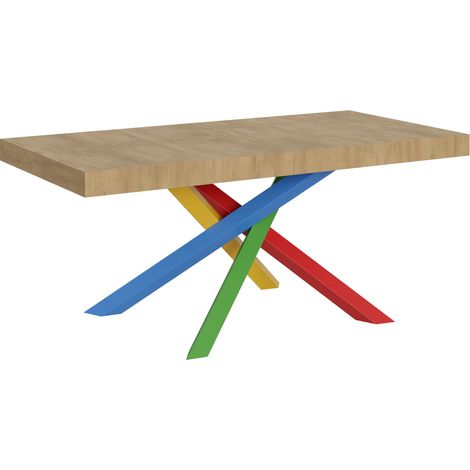 Tavolo allungabile 180/440x90 cm Volantis quercia natura gambe multicolore 4/B (1/5)