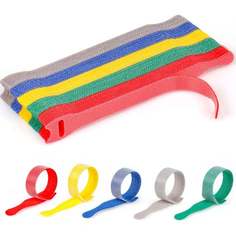 Fascette cavo, Attache Câble 50pcs Scratch Serre Cable Bande, 150 x 12 mm pour Ranger et Organiser Tous Les Câbles, Non-adhésif Bande Hook & Loop (1/5)