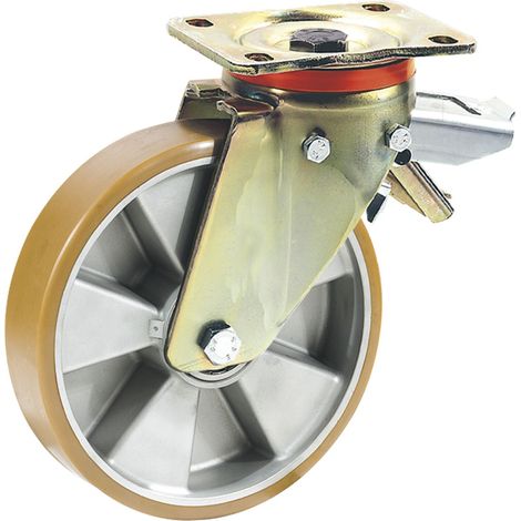 DÖRNER + HELMER Lenkrolle Polyurethan Alu-Guss-Felge 100 mm 250 kg Feststeller