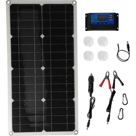 Jeffergarden Panneau solaire 100W avec module photovoltaque de contrleur de charge solaire 10A pour bateaux de voitures