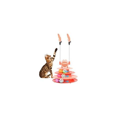Interaktives Katzenspielzeug für drinnen: Katzenpuzzleball mit 2 Spielzeugen (Orange) - Crezuo
