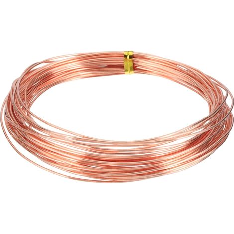 Fil de cuivre nu solide 99,9%, fil de cuivre naturel souple 30 pieds calibre 17 (1,1 mm) pour artisanat création bijoux électroculture jardinage (9m) (1/5)
