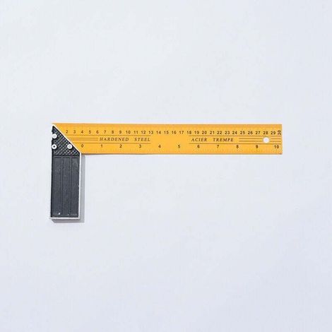 Equerre de menuiserie 250 mm, socle en aluminium, outil de mesure de longueur, jaune (1/4)
