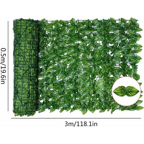 Clôture Artificielle de Feuilles de Lierre artificielles, Écran de clôture antivol de Jardin extérieu,Mur Vegetal clôtures décoratives Faux Fond d'écran d'herbe-feuilles de pastèque (1/5)