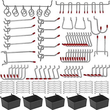Ensemble panneau perforé 114 pièces – crochets fer robustes, organisation outils et matériel camping