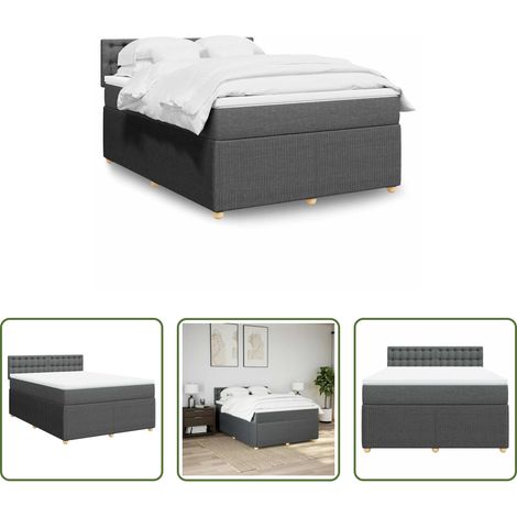 Matelas à ressorts ensachés - Sommier à lattes de lit avec matelas Gris foncé 140x190cm Tissu (1/5)