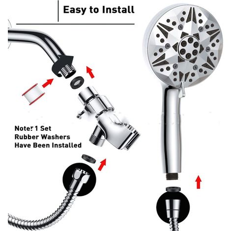 Pommeau de douche filtrant, grand pommeau de douche haute pression 10 modes avec flexible en acier inoxydable, support réglable, plusieurs boules filtrantes pour éliminer le chlore et les substances n