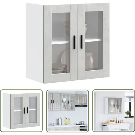 vidaXL Küchen-Hängeschrank mit Glastür Porto Betongrau (1/5)