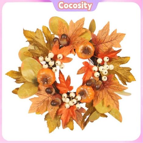 Cocosity anneau de couronne de bougie Anneau de bougie en feuilles d'érable artificielles de 30cm, couronne luminaire decoration (1/5)