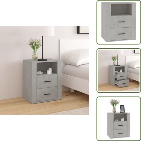 The Living Store Nachttisch Betongrau 50x36x60 cm Holzwerkstoff - Holzwerkstoff
