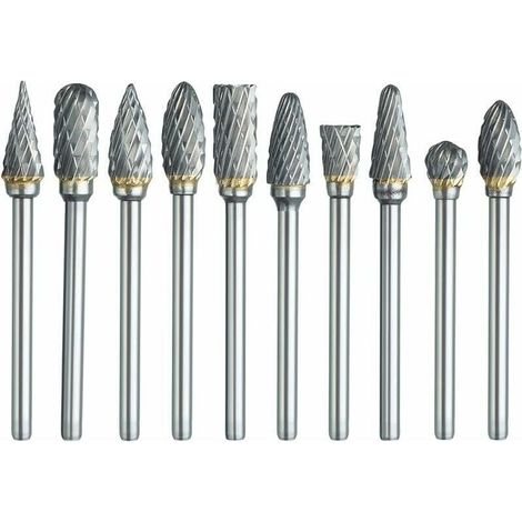 Rotationsfräser-Set, 10-teilig, doppelseitig, Hartmetall, mit 1/8" Schaft und 1/4" Kopflänge für DIY-Holzbearbeitung, Gravur und Schnitzerei