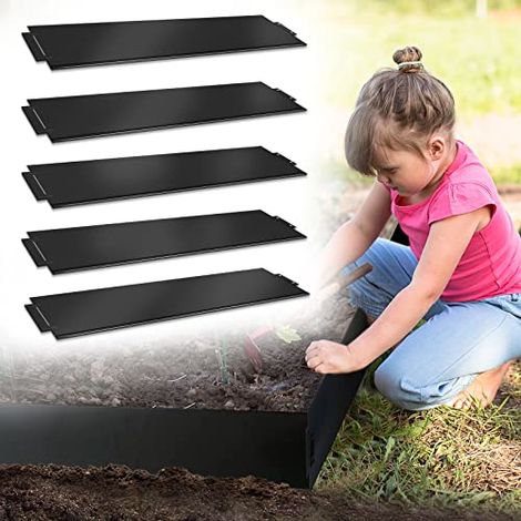 Bordure de pelouse en métal 50 m-50 pièces Bordure de Tonte galvanisée 100 x 18 cm la pièce Adaptable Flexible Bordure Noir NAIZY