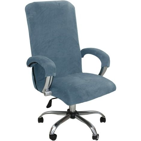 Housse de chaise pivotante de bureau en molleton Silver Fox, élastique et renforcée, taille XL, avec manchons de bras inclus - Épaissie, extensible, couvre-siège confortable pour fauteuil de travail. (1/5)