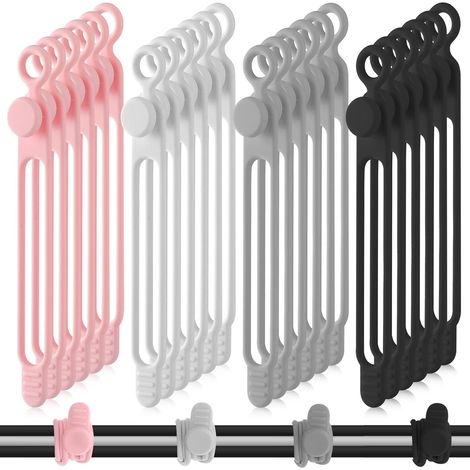 Paquete de 24 bridas de silicona reutilizables en varios colores, para organizar cables de datos. (1/4)