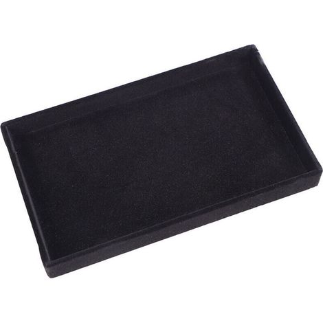 Storage compartment, empty black tray, 21.3 x 12.4 x 2.4 cm, 1 large velvet jewelry box for rings (1/4)