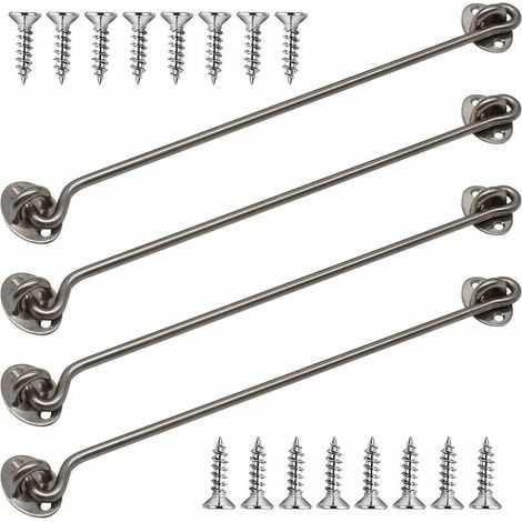 Ganchos para cabina, paquete de 4, de 12 pulgadas de grosor, de acero inoxidable macizo, con tornillos de montaje para puertas de granero, baños y puertas corredizas (plateado) (1/5)