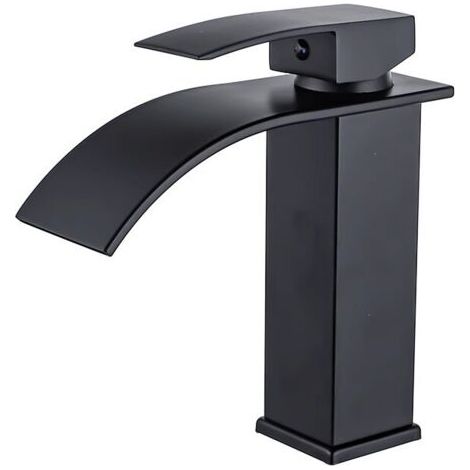 Robinet de lavabo de salle de bain chaud et froid noir robinet de salle de bain mitigeur robinet de salle de bain lavabo (Short black) (1/5)