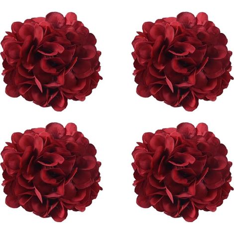 Set di 4 eleganti fermatende con fiori artificiali per la casa e per matrimoni.
