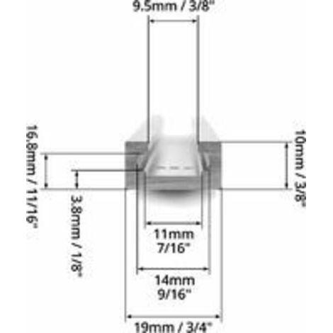 Binario di guida a T in alluminio da 300 mm con scanalatura a T per sega da banco, fresatrice e utensili per la lavorazione del legno, 19 x 10 mm, 2 pezzi (1/4)