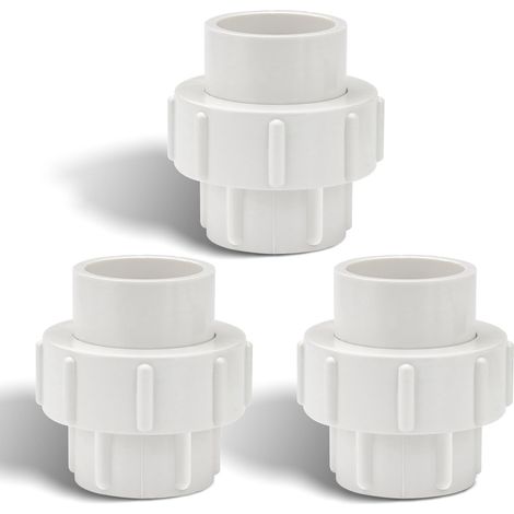 Lot de 3 raccords de tuyaux de raccordement en PVC de 2,5 cm (douille x douille), adaptateurs de raccord coulissant en PVC annexe 32, joint torique EPDM intégré pour systèmes d'irrigation (1/5)
