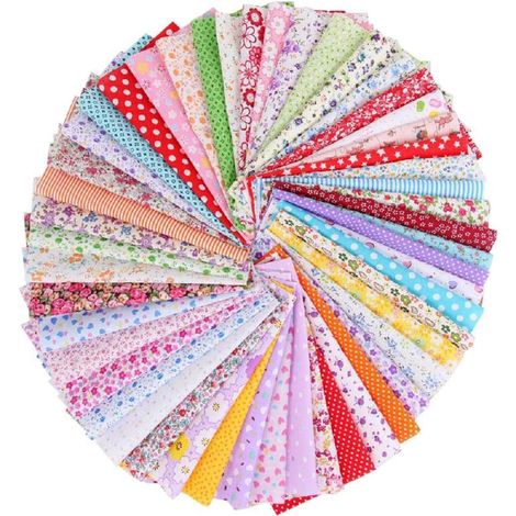 Paquete de 50 piezas de tela para patchwork, 20 x 20 cm, tela de algodón con variedad de estampados para coser, 100% algodón, tela de algodón para manualidades, costura y acolchado. (1/5)