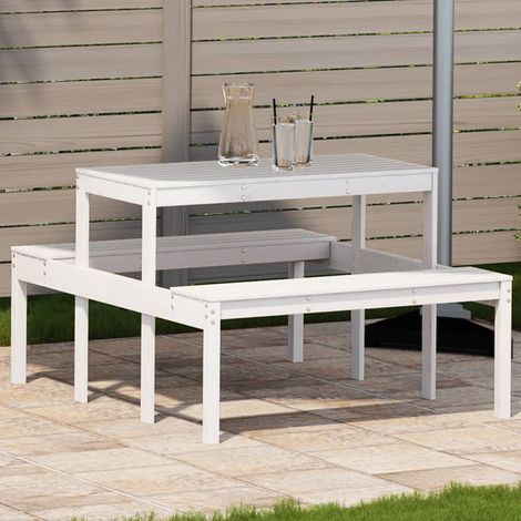 Table de pique-nique blanc 110x134x75 cm bois massif de pin vidaXL