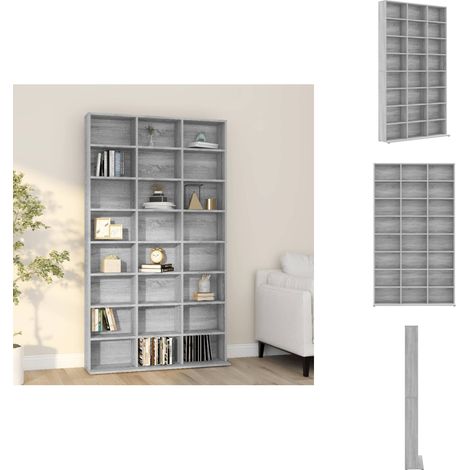 Armoire à CD Sonoma gris 102x23x177,5 cm Bois d'ingénierie - Meuble TV - Meuble Rangement - Bibliothèque - Armoire Cd - Rangement Disque (1/5)