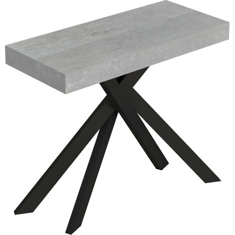 Consolle Allungabile 90-300x40x77 cm Saki Cemento Gambe Antracite (1/5)
