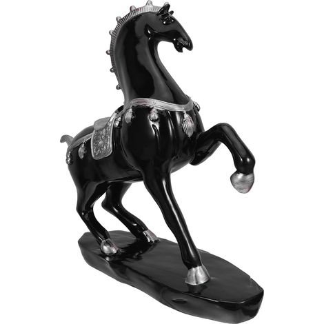 Statue de Cheval Debout en Résine Noire – Grosse Figurine Feng Shui 2026, Ornement Décoratif Chinois pour Bureau et Intérieur, Symbole de Richesse et Chance – Sculpture Artisanale (1/5)