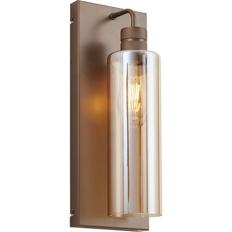 QAZQA Hotel Chic Wandleuchte Dunkelbronze mit bernsteinfarbenem