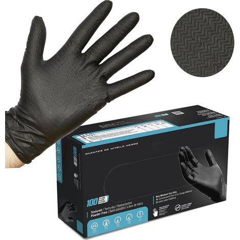 Guantes de Nitrilo DOBLE CAPA EXTRA GRIP ULTRA resistentes Reutilizables 8,5 micras / 10 gramos, pack de 50 T. L (1/5)