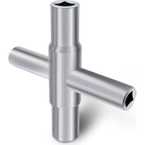 Clé à robinet 4 voies en acier argenté, 1 pièce, pour robinet de puisage et vanne de tuyau d'arrosage