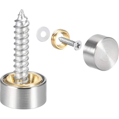 2 pièces Cache Vis Miroir Décoratif Capuchons Couverture 10mm Clous Acier Inox Brossé (1/4)