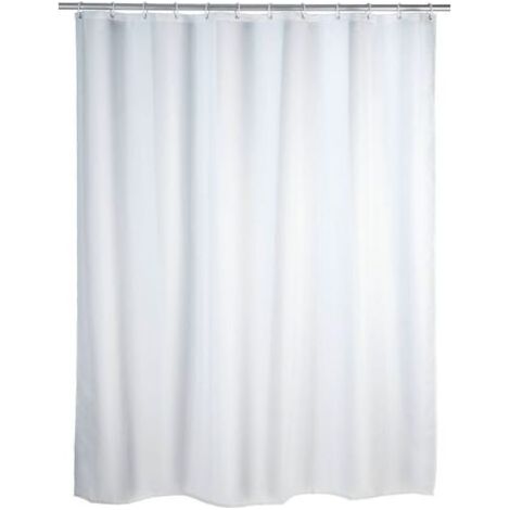 Rideau de douche anti moisissure, Antibactérien, Base lestée, Anneaux inclus, Polyester, 180x200 cm, Blanc (1/4)