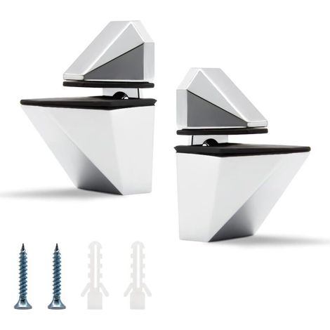 Lot de 2 pinces à verre, support d'étagère en verre réglable, pinces à verre pour miroir de salle de bain, pour étagères de 3 à 20 mm d'épaisseur (argent) (1/4)