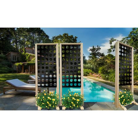 FORI MEDI - Paravent modulable - 70x190 cm - en bois et PVC - Couleur : noir
